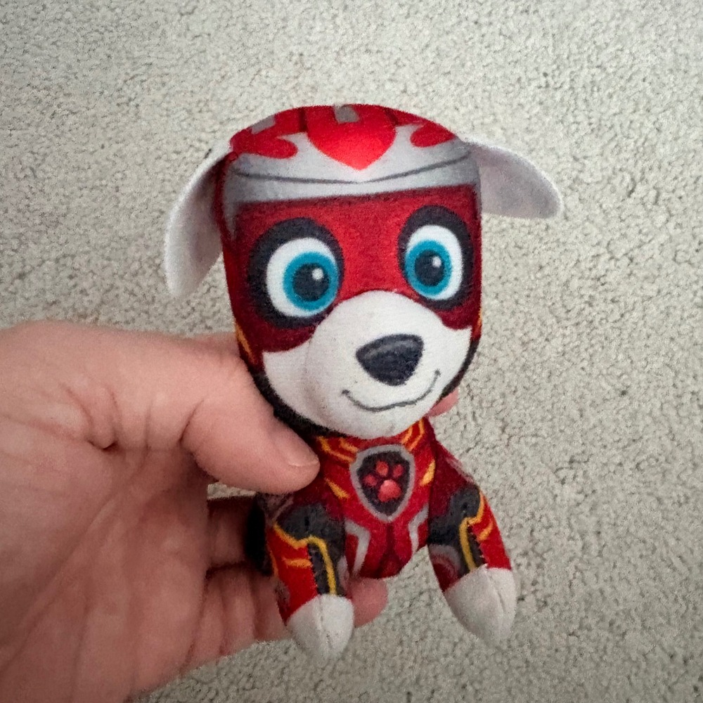 Marshall Paw Patrol Plush Toy Mighty Pups Super Paws Red Silver Superhero Dog